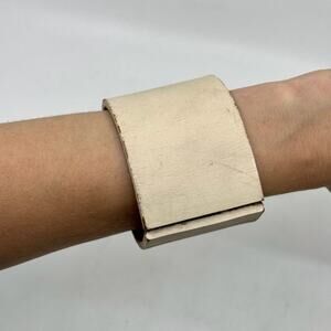 Vintage Ivory Leather Cuff Bracelet